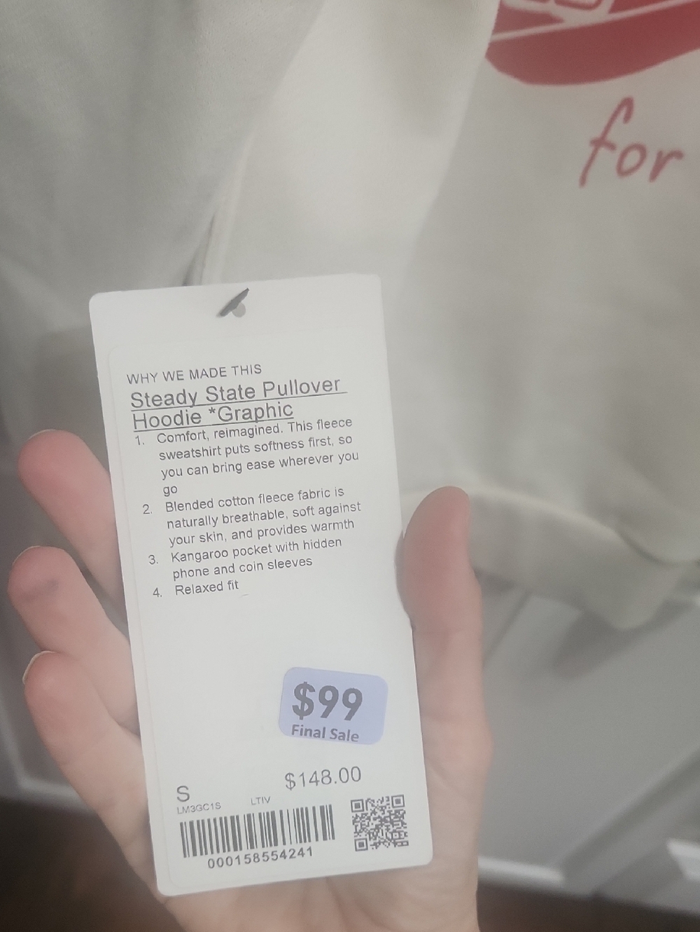 lululemon athletica white hoodie with red logo text - Picture 4 of 4